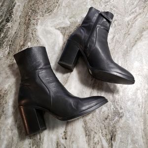 Topshop | Leather Black Sock  Ankle Booties